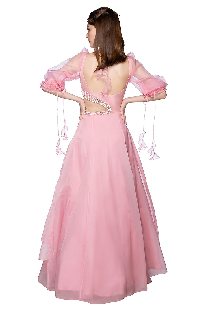 Rose Pink Sequins Embroidered Engagement Gown by MASUMI MEWAWALLA at Pernia's Pop Up Shop