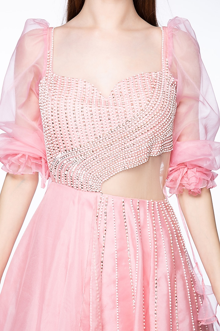 Rose Pink Sequins Embroidered Engagement Gown by MASUMI MEWAWALLA at Pernia's Pop Up Shop