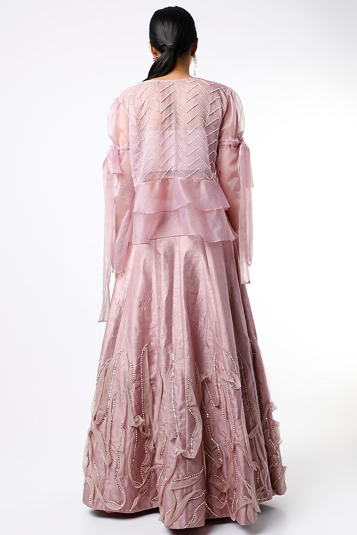 Lilac Organza Ruffled Jacket Wedding Lehenga Set by MASUMI MEWAWALLA at Pernia's Pop Up Shop