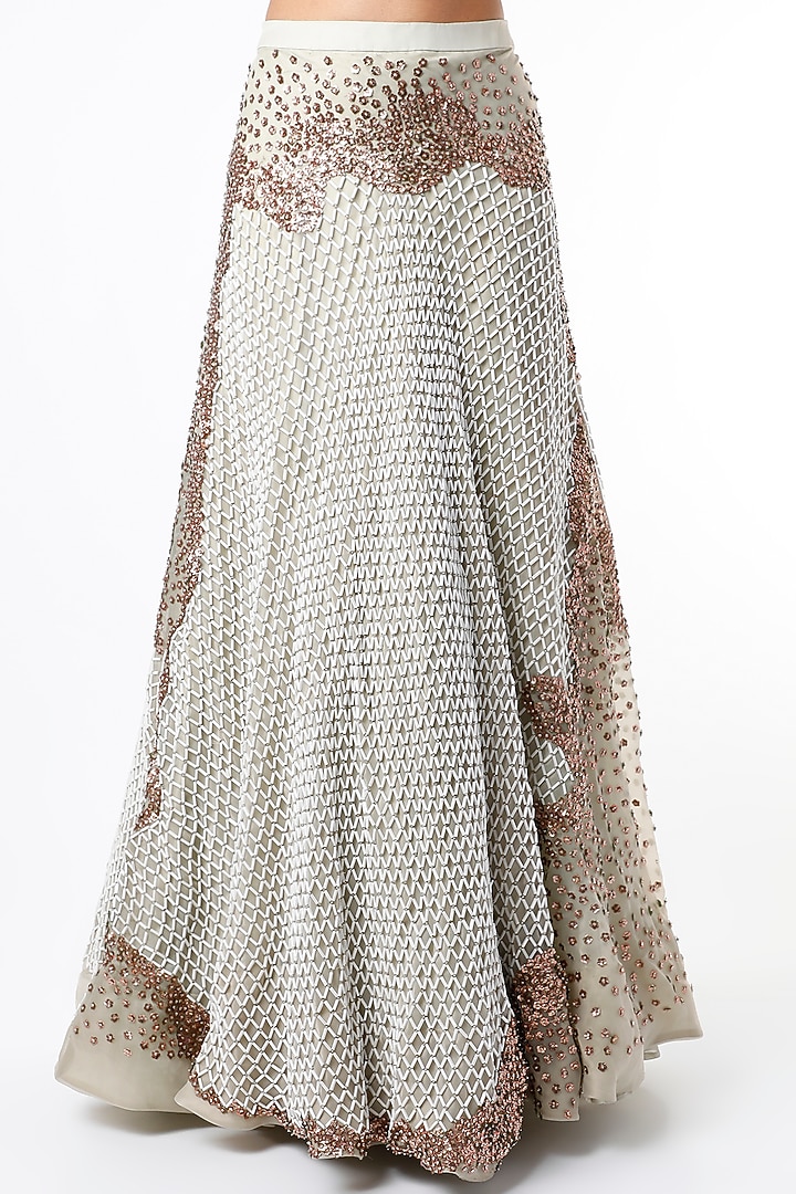 Sage Green Organza Wedding Lehenga Set by MASUMI MEWAWALLA at Pernia's Pop Up Shop