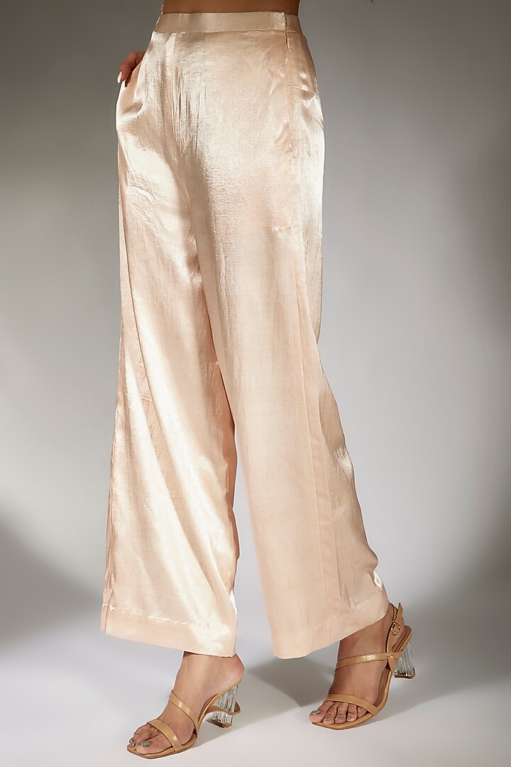 Peach Pink Mashru Blazer Set by MASUMI MEWAWALLA at Pernia's Pop Up Shop