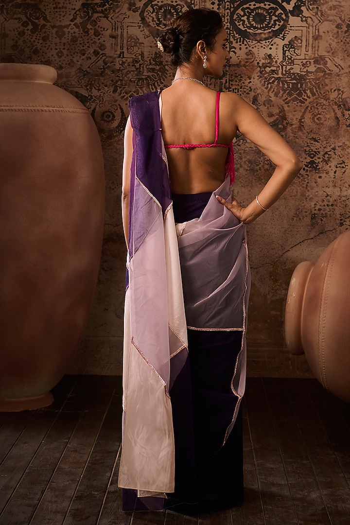 Multi-Colored Mashroo Party Wear Saree Set by Masumi Mewawalla at Pernia's Pop Up Shop