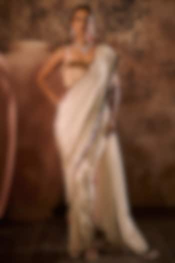 Rose Gold Tissue Party Wear Saree Set by Masumi Mewawalla at Pernia's Pop Up Shop