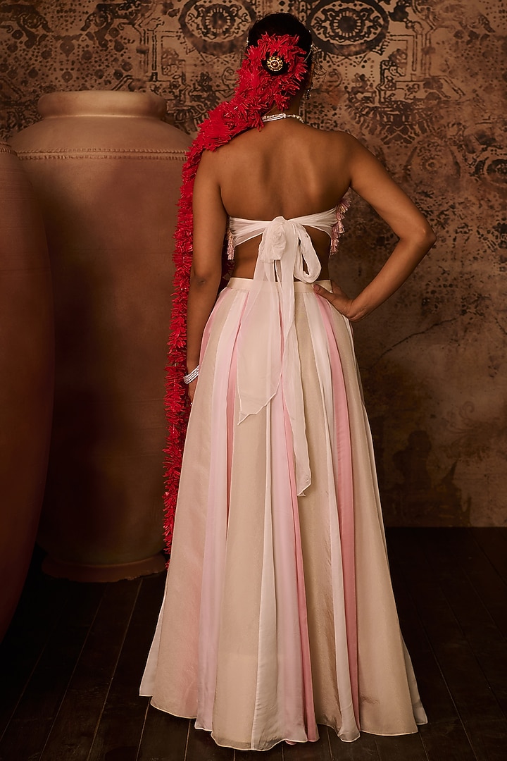 Multi-Colored Satin Organza Skirt Set by Masumi Mewawalla at Pernia's Pop Up Shop