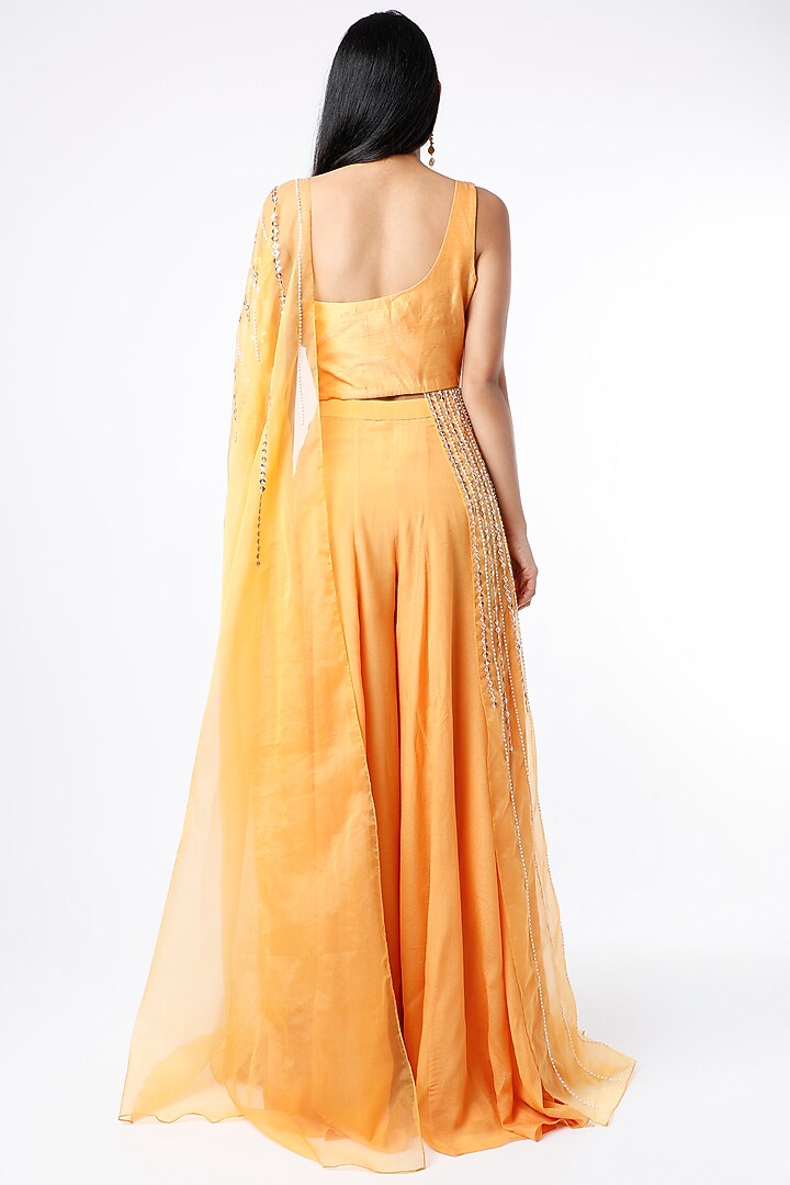 Mustard Organza Wedding Sharara Set by MASUMI MEWAWALLA at Pernia's Pop Up Shop