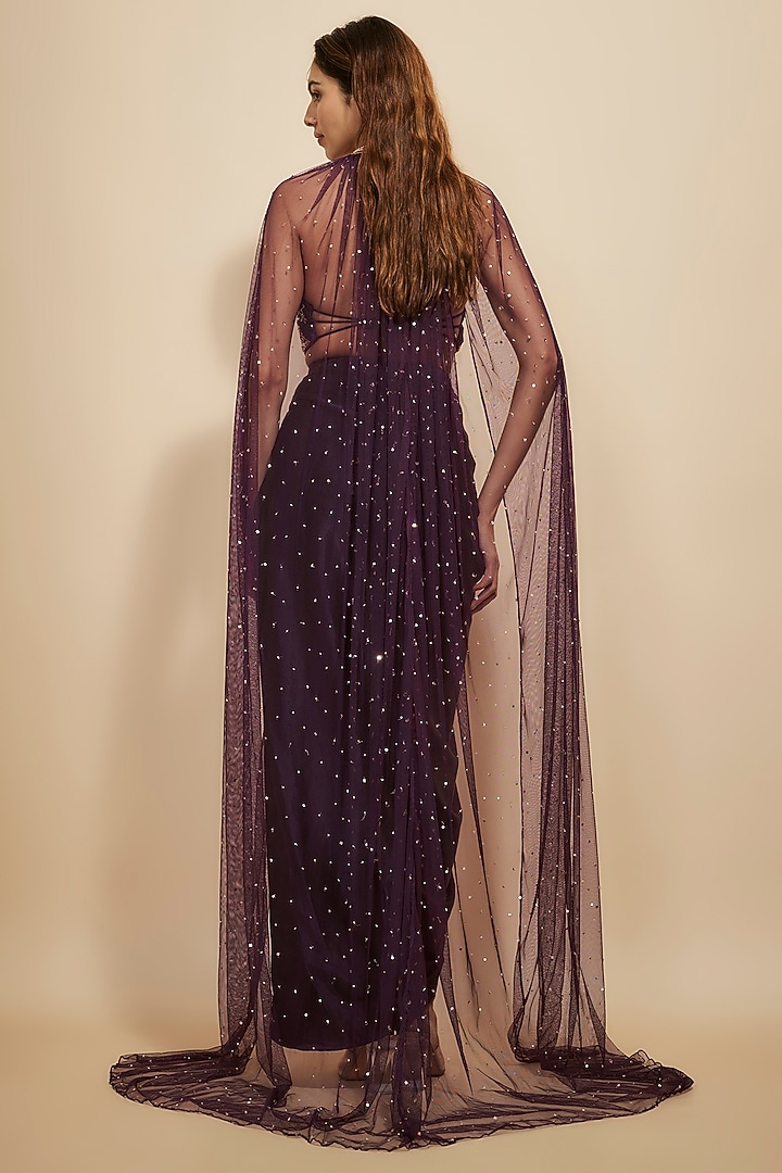 Wine Mashru Cape Set by Masumi Mewawalla at Pernia's Pop Up Shop