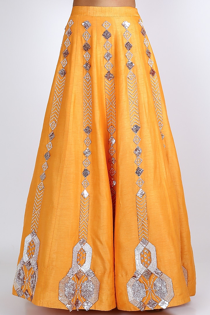 Yellow Shirt With Embroidered Skirt by MASUMI MEWAWALLA at Pernia's Pop Up Shop