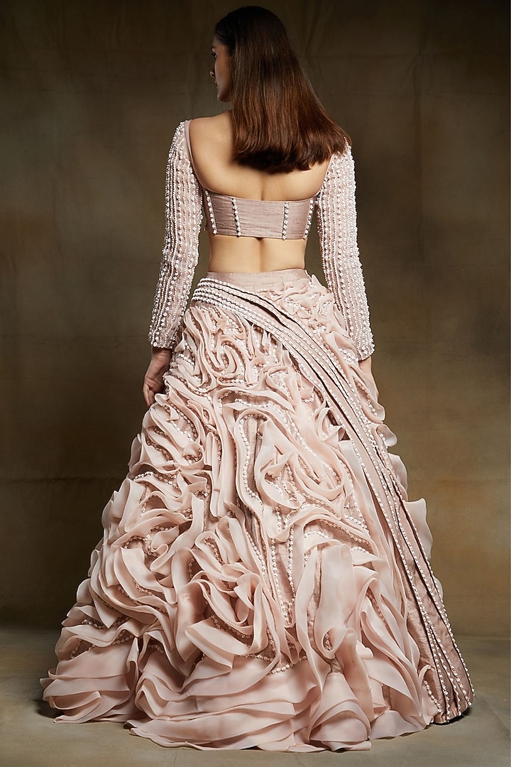 Blush Pink Embroidered Bridal Lehenga With Blouse by MASUMI MEWAWALLA at Pernia's Pop Up Shop