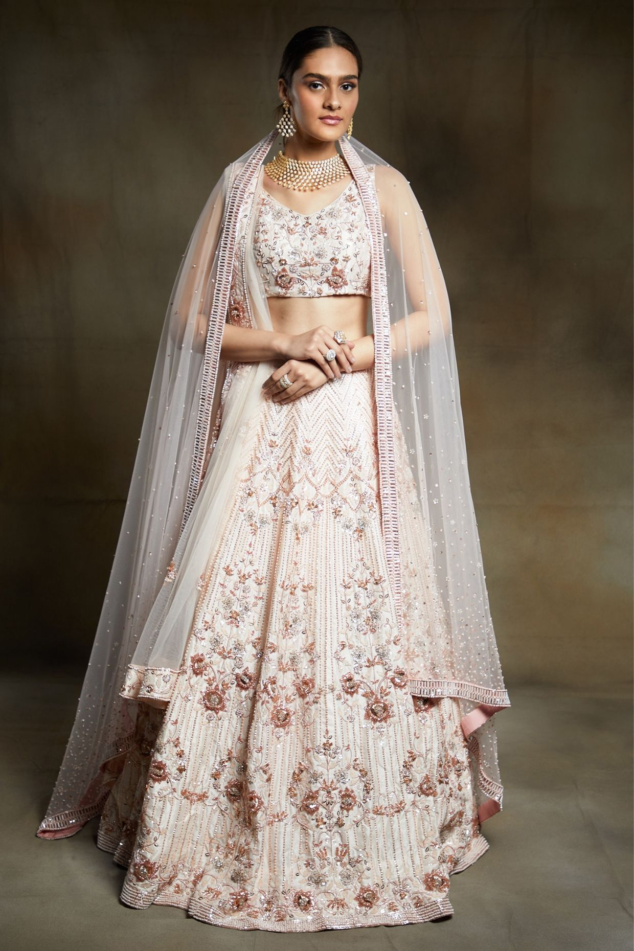 Bridal cream lehenga top