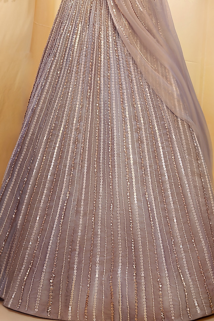 Dusty Mauve Embroidered Corset Gown by MASUMI MEWAWALLA at Pernia's Pop Up Shop