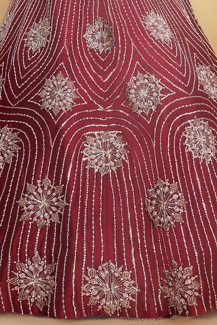 Red Hand Embroidered Bridal Lehenga Set by MASUMI MEWAWALLA at Pernia's Pop Up Shop