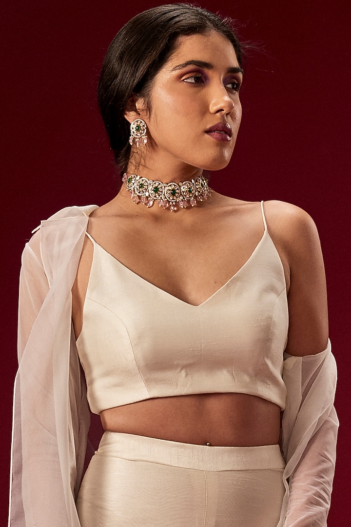 Off-White Dupion Silk Pant Set by MASUMI MEWAWALLA at Pernia's Pop Up Shop