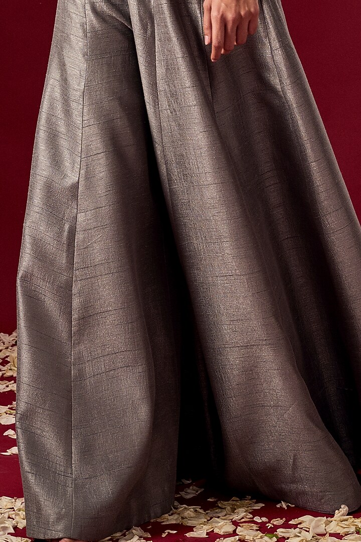 Grey Dupion Silk Palazzo Pant Set by MASUMI MEWAWALLA at Pernia's Pop Up Shop
