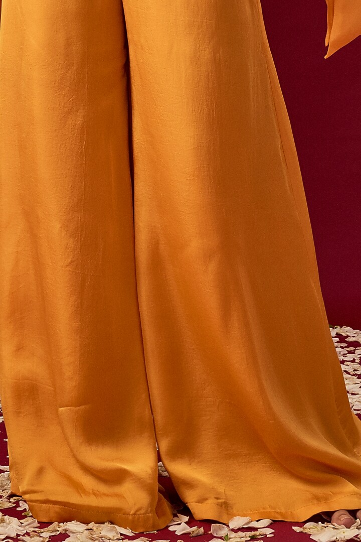 Yellow Satin Organza Pant Set by MASUMI MEWAWALLA at Pernia's Pop Up Shop