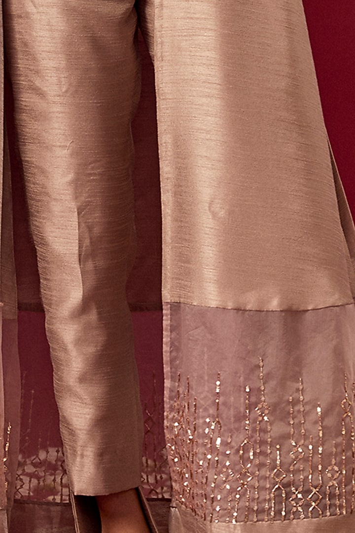 Mauve Dupion Silk & Organza Pant Set by MASUMI MEWAWALLA at Pernia's Pop Up Shop