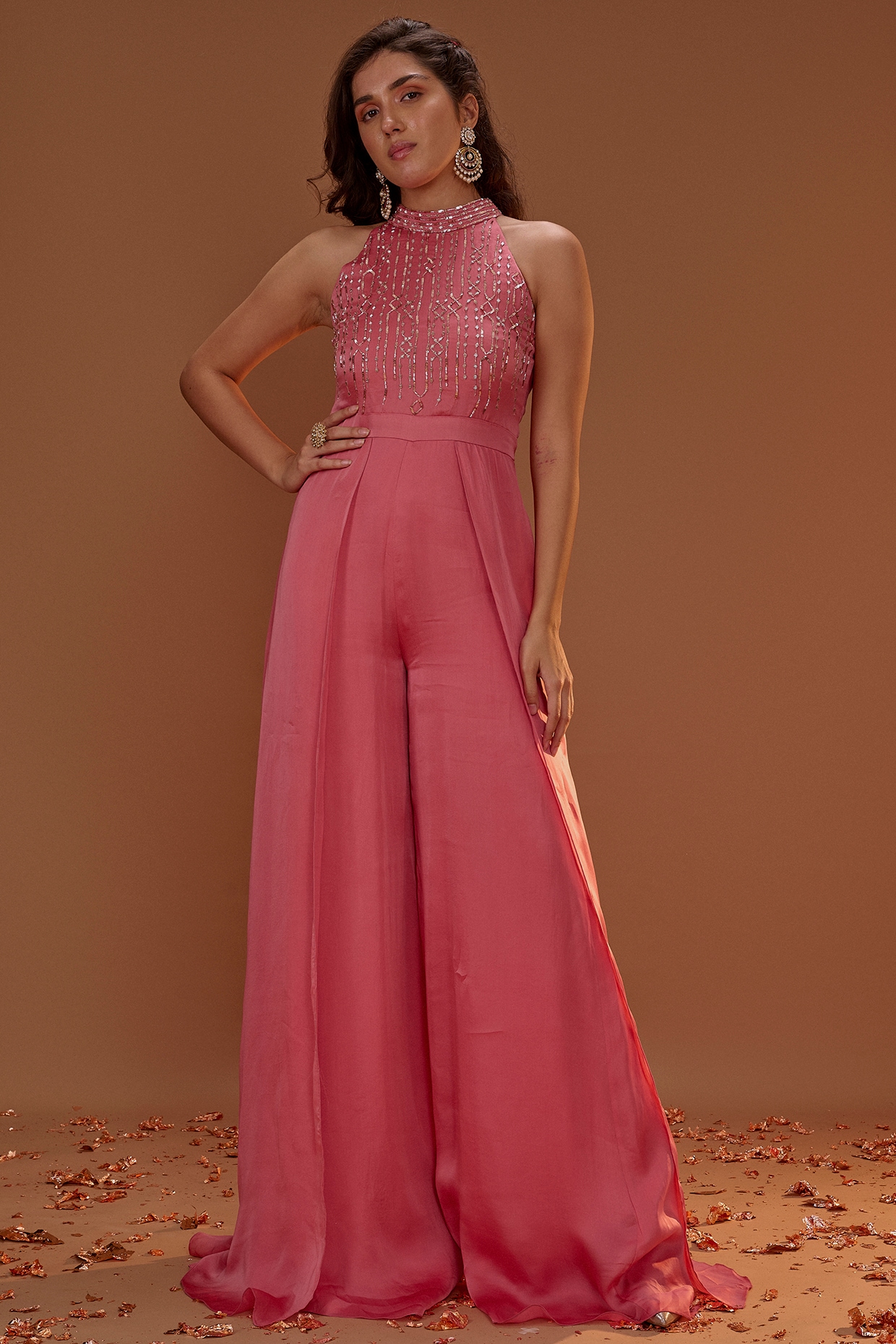 Salmon pink hot sale jumpsuit