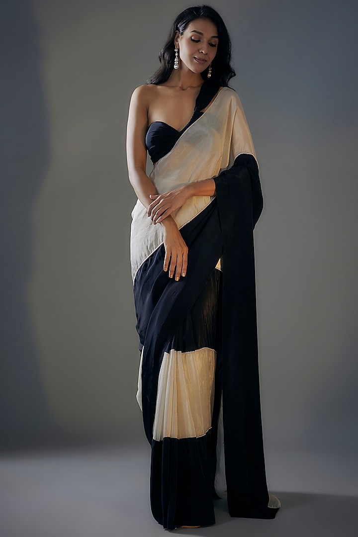Black & Beige Tissue Pre-Stitched Saree Set

 by MASUMI MEWAWALLA