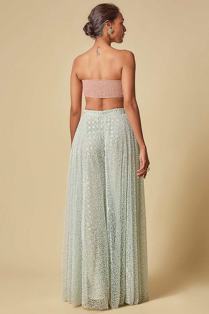 Mint Green Tulle Gharara Set by MASUMI MEWAWALLA at Pernia's Pop Up Shop