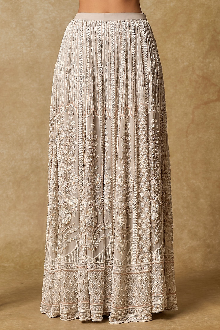 Grey Georgette Embroidered Gharara Set by MASUMI MEWAWALLA at Pernia's Pop Up Shop