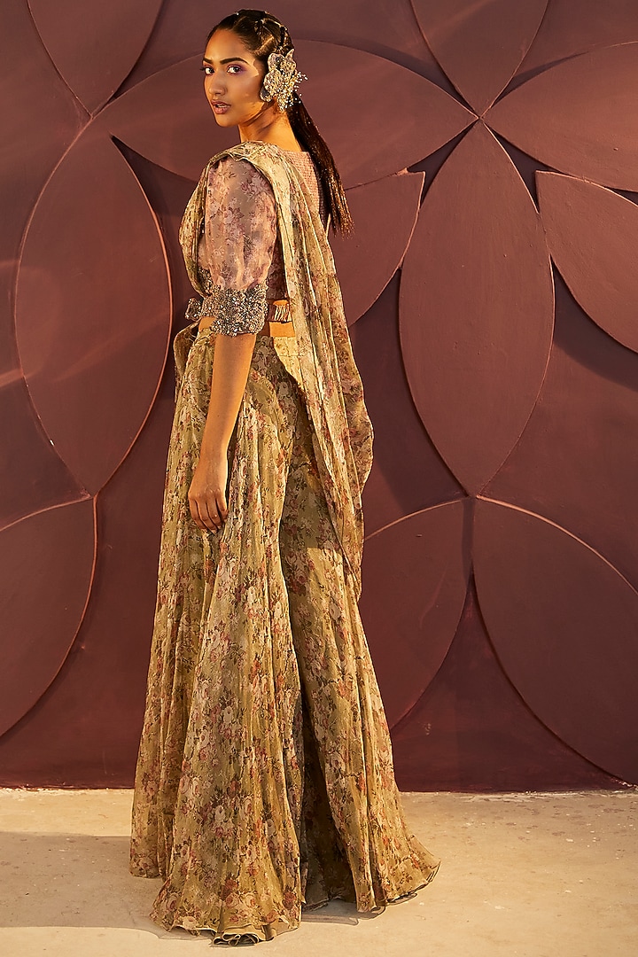 Mint Floral Printed Wedding Lehenga Set by Parul & Preyanka at Pernia's Pop Up Shop