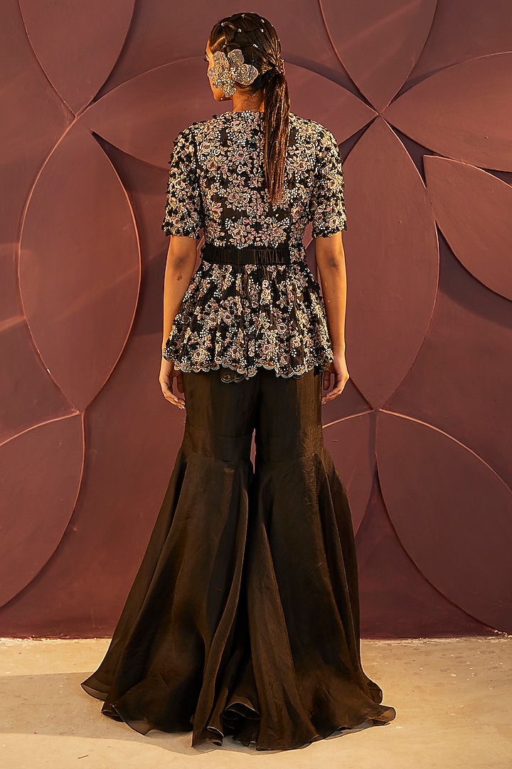 Black Organza Bridal Sharara Set by Parul & Preyanka at Pernia's Pop Up Shop