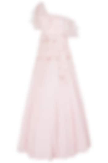 Pink Layered Embroidered Gown by MASUMI MEWAWALLA