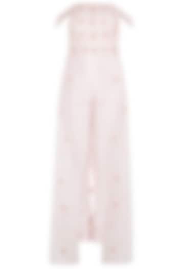 Pink Embroidered Crop Top with Organza Overlayer Pants by MASUMI MEWAWALLA