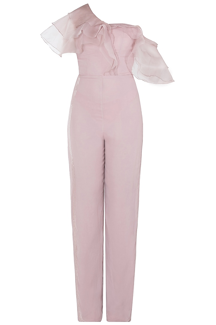 Dusty pink one shoulder ruffles jumpsuit available only at Pernia's Pop ...