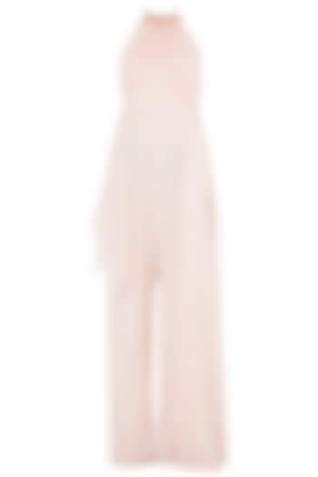 Nude Pink Embroidered Drape Jumpsuit by MASUMI MEWAWALLA