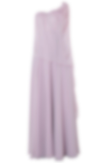 Lilac Embroidered Drape Gown by MASUMI MEWAWALLA