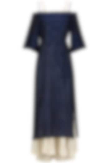 Midnight Blue embroidered kurta with anarkali and palazzo pants set available only at Pernia's Pop Up Shop.
