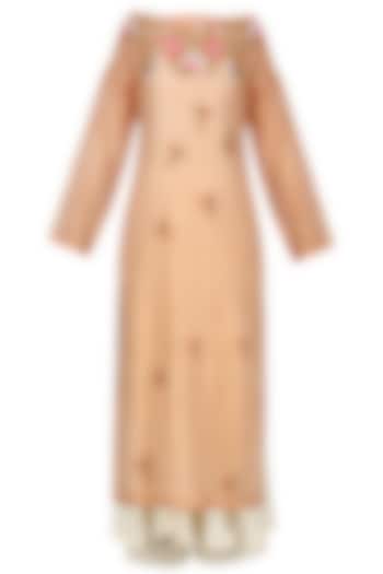 Peach embroidered kurta with anarkali and palazzo pants set available only at Pernia's Pop Up Shop.