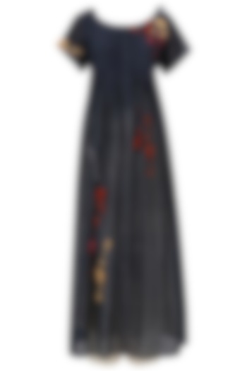 Midnight Blue embroidered kurta with anarkali and palazzo pants set available only at Pernia's Pop Up Shop.