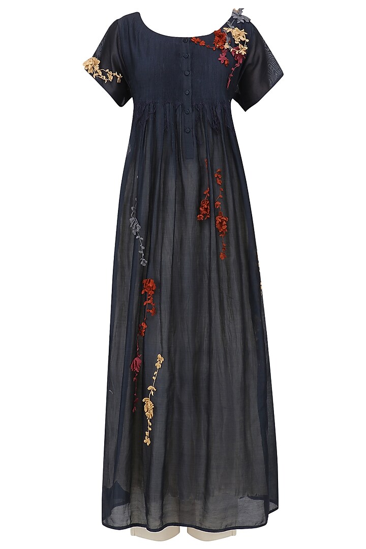 Midnight Blue embroidered kurta with anarkali and palazzo pants set available only at Pernia's Pop Up Shop.