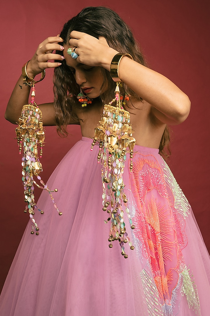 Multi-Colored Sequins & Glass Bead Embroidered Kaleera by Papa don't preach by Shubhika Accessories