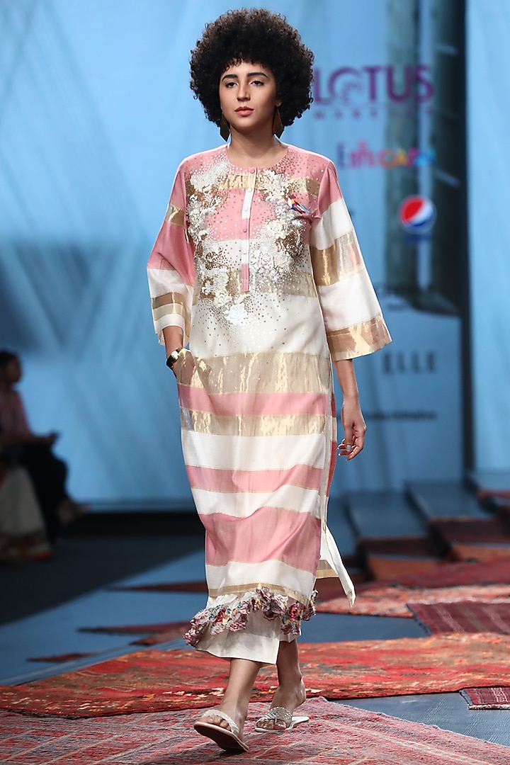 Multi Colored Embroidered Kurta With Pants & Inner by Prama by Pratima Pandey