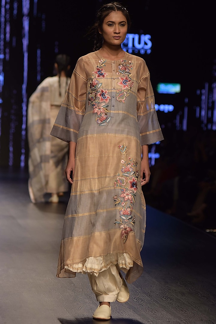 Multi Colored Embroidered Kurta Set With Inner by Prama by Pratima Pandey