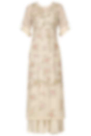 Beige embroidered kurta and crushed anarkali set available only at Pernia's Pop Up Shop.