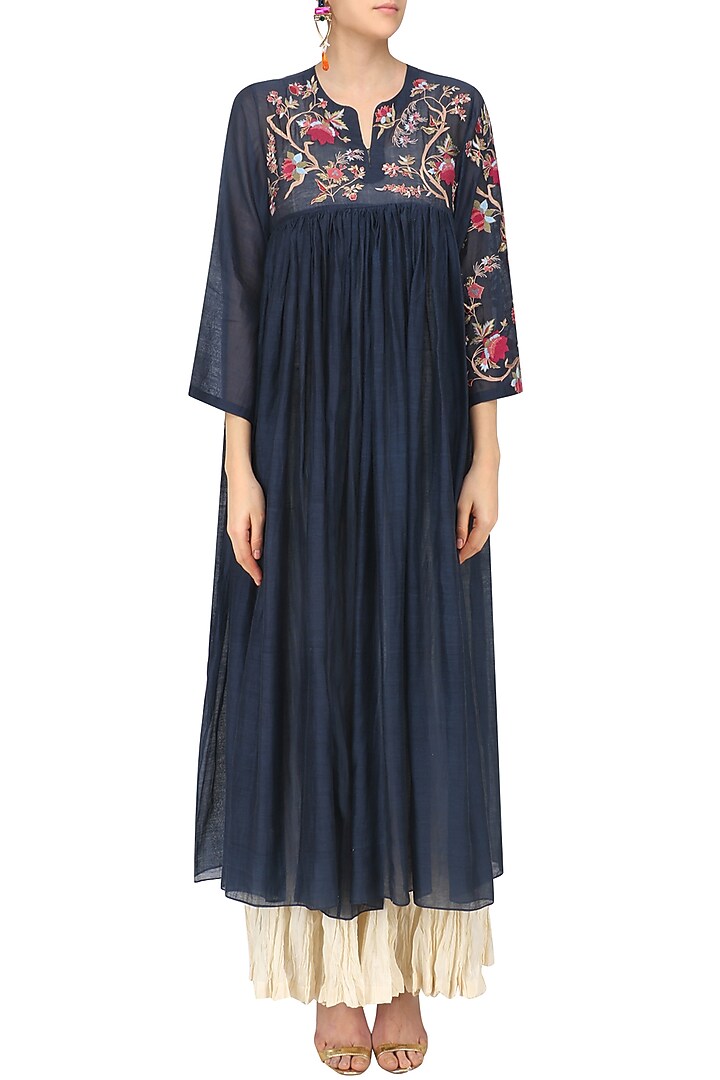 Navy blue dress and crushed anarkali set available only at Pernia's Pop Up Shop.