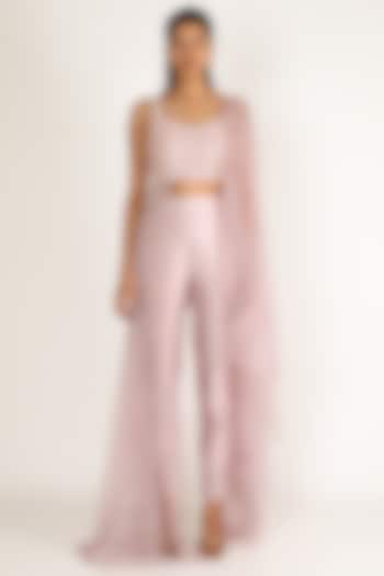Mauve Draped Pant Set by MASUMI MEWAWALLA at Pernia's Pop Up Shop