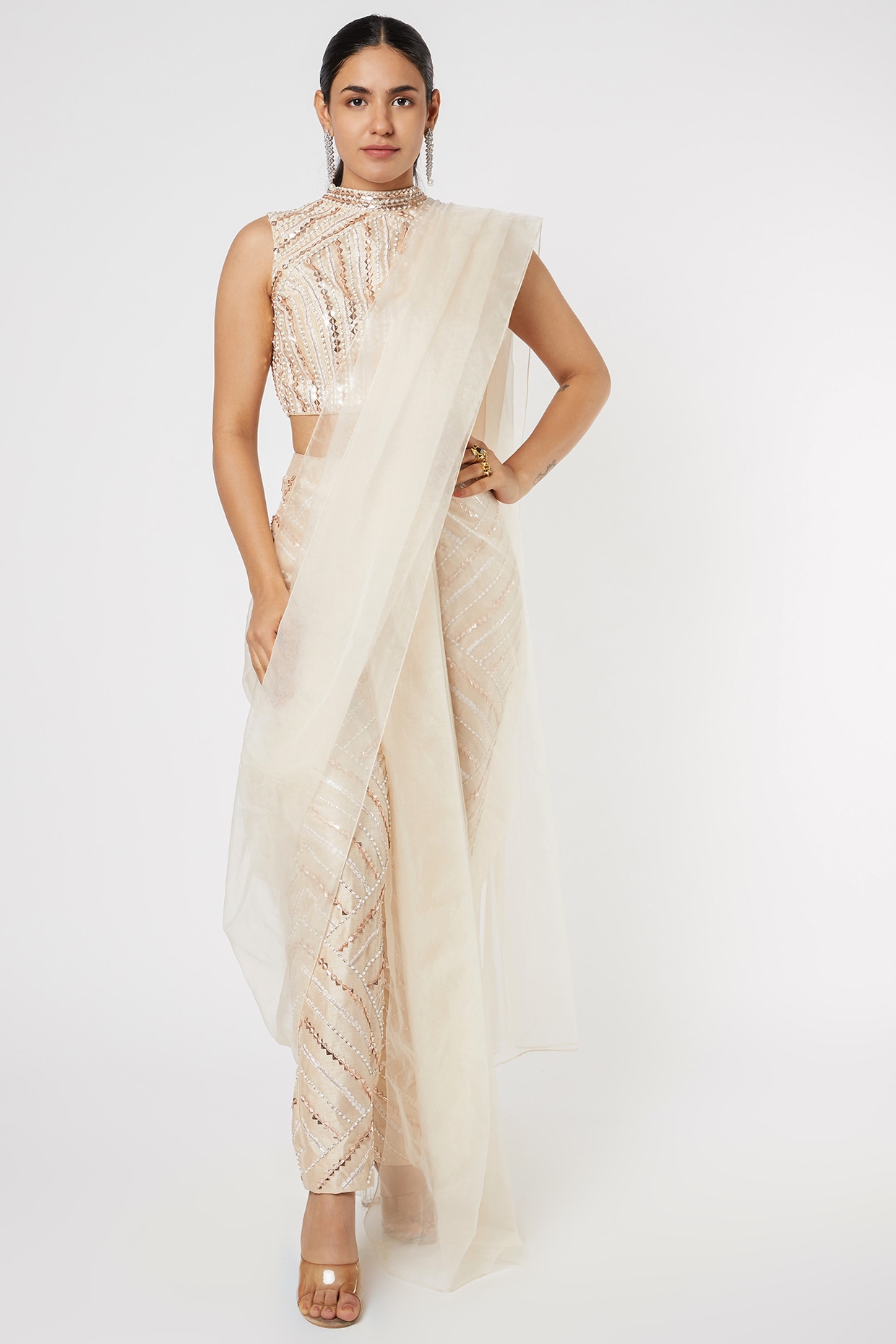 Amazon.com: Indian Women Lycra One Minute Pant Saree Fancy Diwali Festival  Trendy Muslim Ready To Wear Designer Sari 1015905 (Lavender, 42) :  Clothing, Shoes & Jewelry