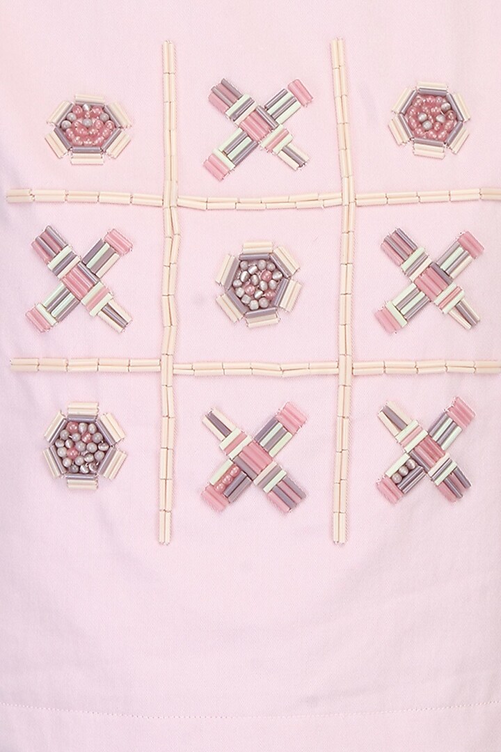 Pink tic tac toe embroidered top available only at Pernia's Pop Up Shop.