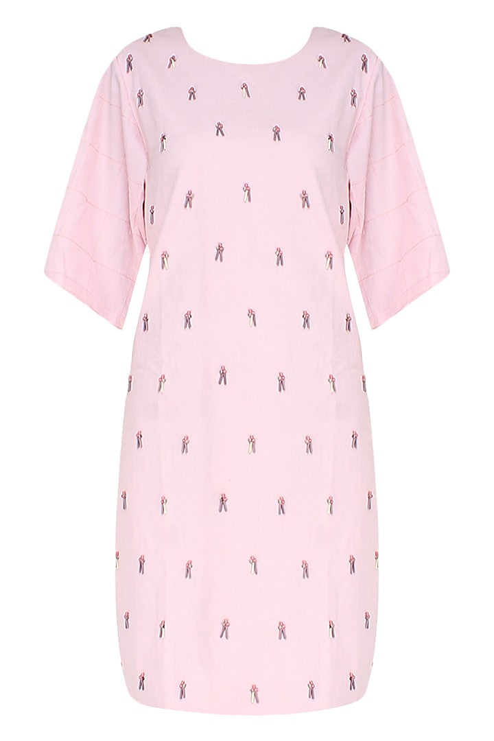 Pink Embroidered Anti-Fit Dress by The Pot Plant