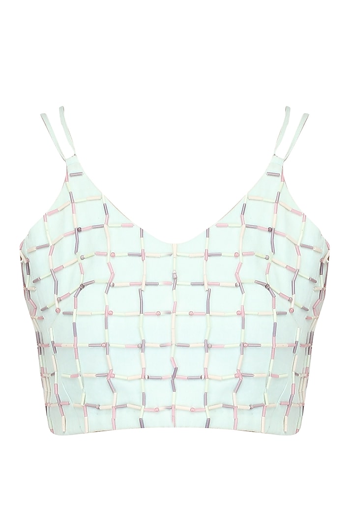 Green Embroidered Check Pattern Bralette by The Pot Plant