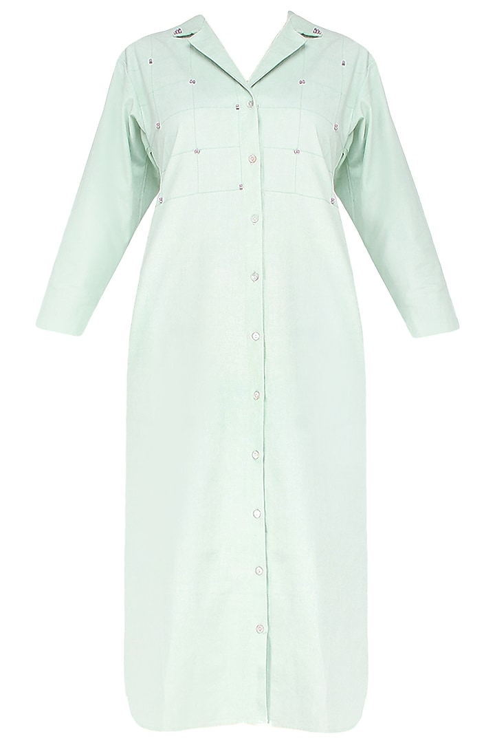 Green Embroidered Shirt Dress by The Pot Plant