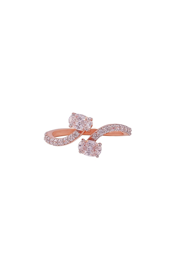 Rose Gold Finish Oval-Shaped Cubic Zirconia Ring In sterling Silver by PRATA