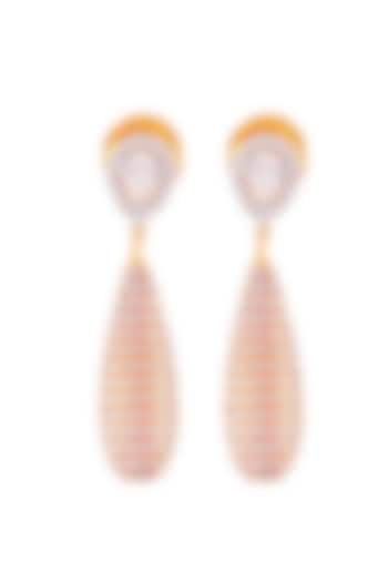 Gold Finish Synthetic Stone Dangler Earrings In Sterling Silver by PRATA