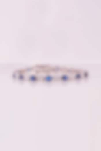 White Rhodium Finish Cubic Zirconia & Blue Stone Tennis Bracelet In Sterling Silver by PRATA