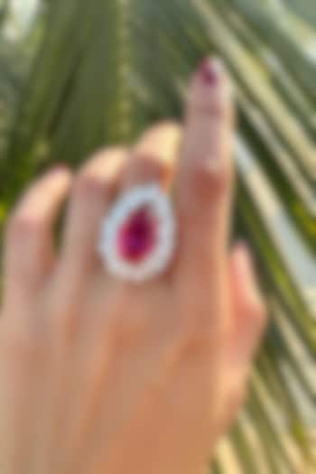 White Finish Pink Tourmaline Ring In Sterling Silver by PRATA at Pernia's Pop Up Shop
