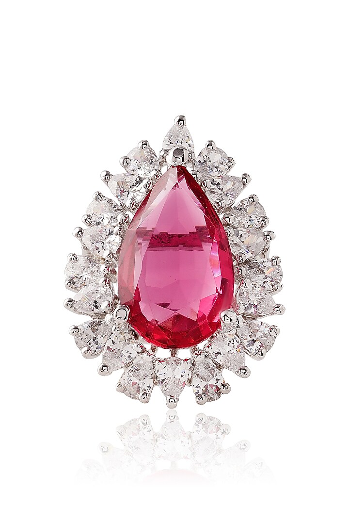 White Finish Pink Tourmaline Ring In Sterling Silver by PRATA at Pernia's Pop Up Shop